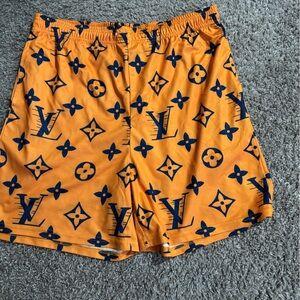Orange/navy mesh shorts size xl